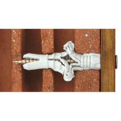 Dwarsdoorsnede van gemonteerde plug in stenen muur