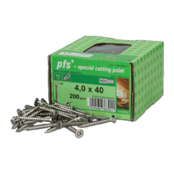 Groen doosje spaanplaatschroeven RVS 4x40