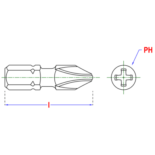 PH bit lijntekening