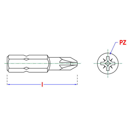 PZ bit lijntekening
