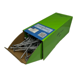 Groene open doos met houtconstructieschroeven