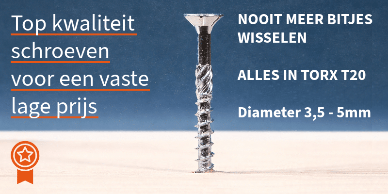 Schroef met blauwe achtergrond in hout geschroeft